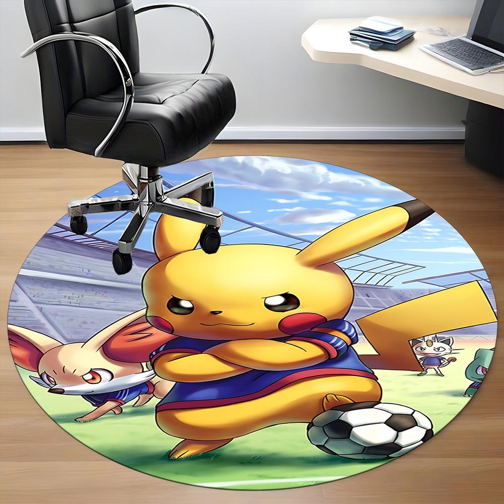 1pz Tappeto Rotondo Ufficio Calcio Pikachu, Sotto Sedie Ufficio Camera da Letto Soggiorno Arredamento Casa  a1022311