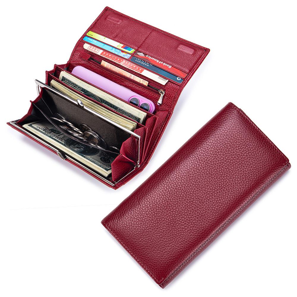 Neues Damen-Langportemonnaie Portemonnaie Große Kapazität Retro-Klammer Handy-Tasche Multifunktionale Clutch-Tasche