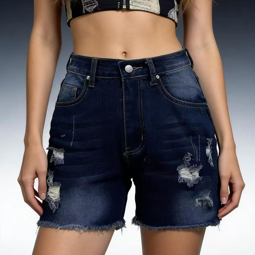 Damskie Codzienne Modne Dżinsowe Szorty z Dziurami Wszechstronne