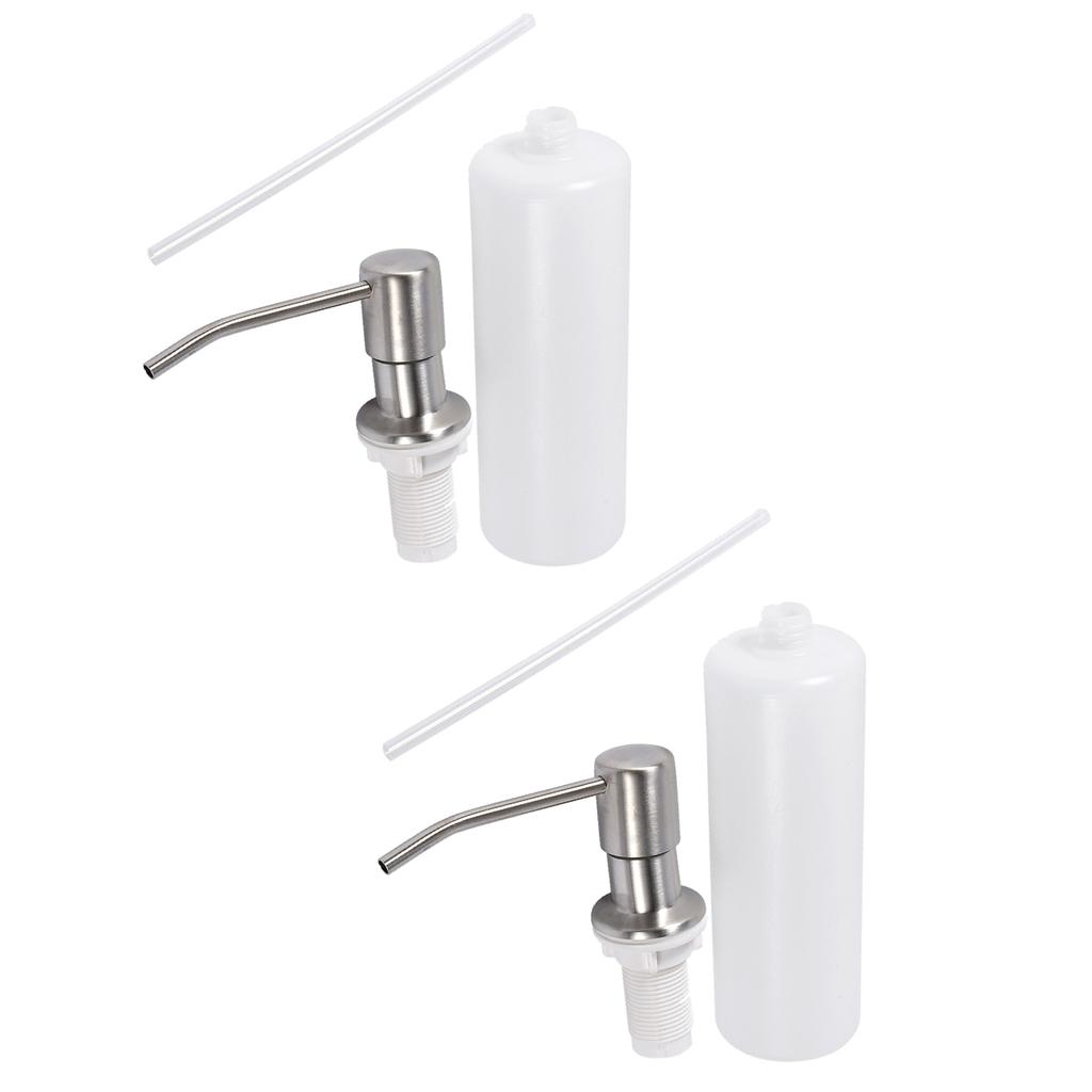 2 Sets Soap Dispenser for Kitchen Sink 304 Stainless Steel Built in Soap Dispenser Countertop Pump Head with 300ML