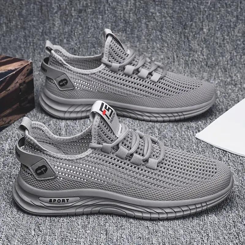 

Мужские дышащие вязаные кроссовки для бега - Удобные слипоны с резиновой подошвой для пеших прогулок, повседневной и уличной носки 44 серый