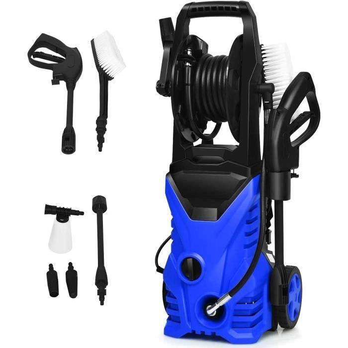 RELAX4LIFE Pressure Washer 1500W 5L/Min Cable 5m IPX 5 2 Wheel Portable Cleaner for Garden/Vehicle, Blue
