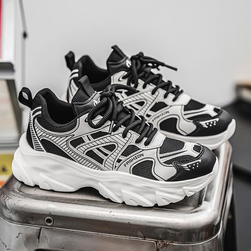 

Dad shoes male Internet celebrity new 2025 new autumn breathable tide brand youth mesh casual platform sports shoes 39 чорний