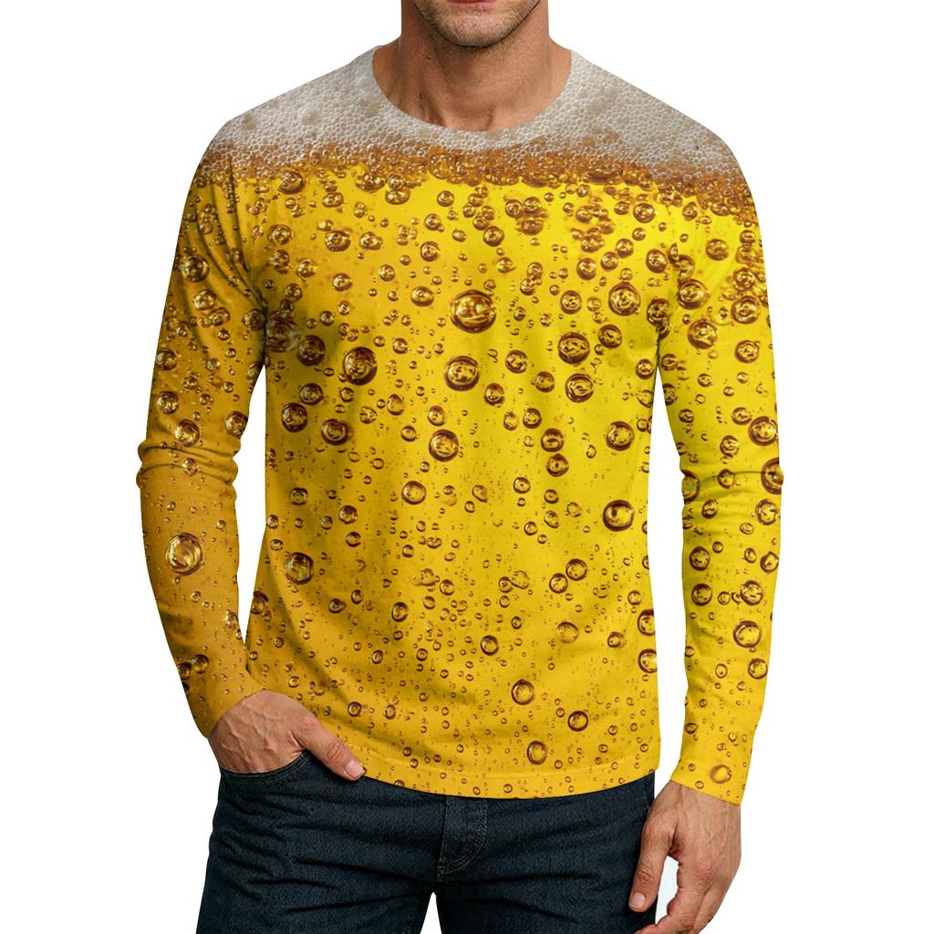 Herre Rund Hals Plunger Langermet T-skjorte Topp