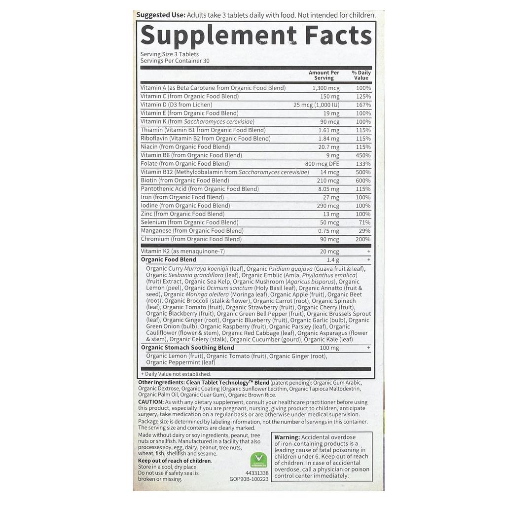 Garden of Life Organic, Prenatal Multi, Vegan Tablets, 90 Tablets