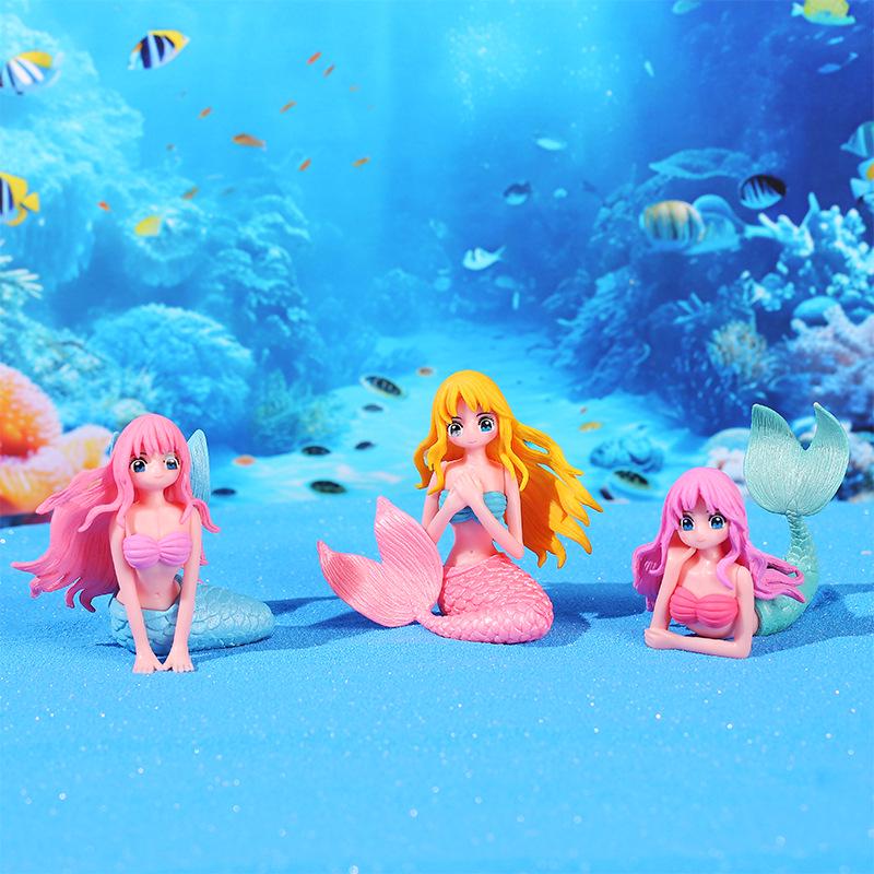 Mini PVC Mermaid Ornament for Desk, Car, or Cake Decoration Price for single piece (set of 3)
