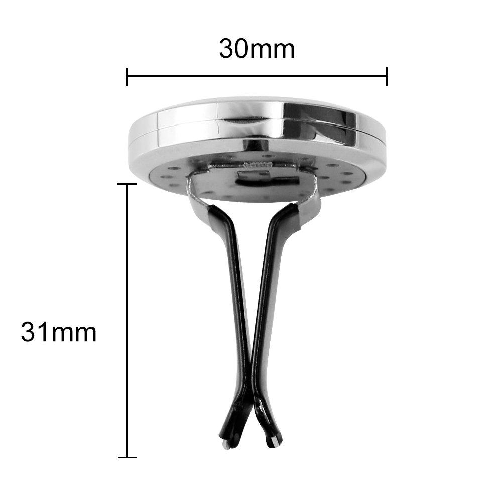 Car Air Freshener, 2PCS 30mm Stainless Steel with Vent Clip 12 Felt Pads