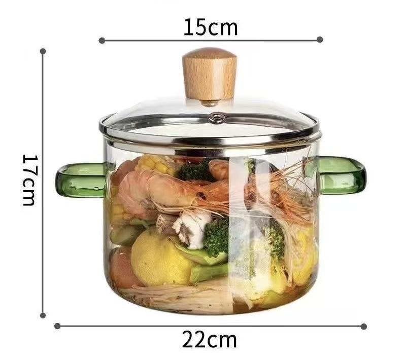 Glass pan with lid handle Multifunctional home kitchen Restaurant glass cooking pot