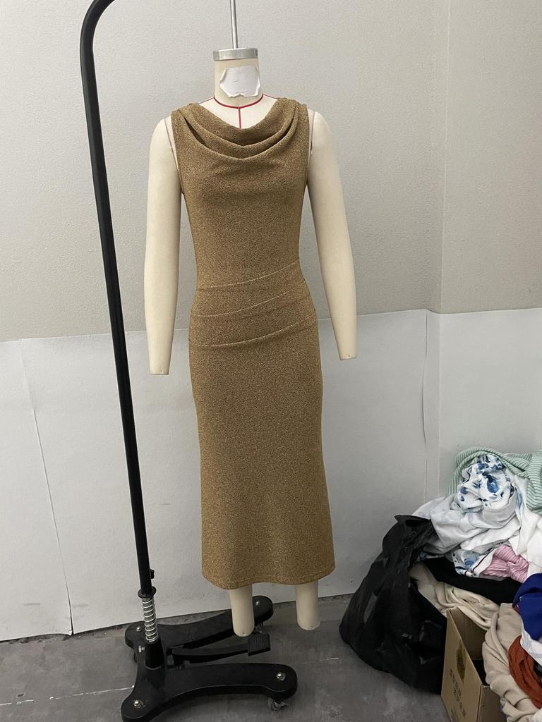 2026 Summer Sexy Deep V Glitter Slit Long Sleeveless Formal Dress
