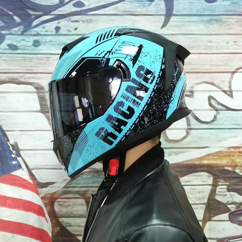 LVS Motorcycle Helmet Men's Women's Motocross Full Helmet Personality Cool Racing Helmet Casco Moto DOT Certification