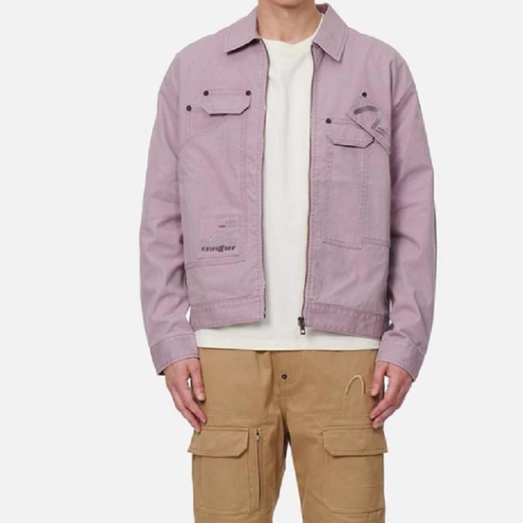 Evisu Ss22 Solid Color Pocket Work Jacket Autumn Men jackets Purple 2ESGNM2JK739LFCTPURL