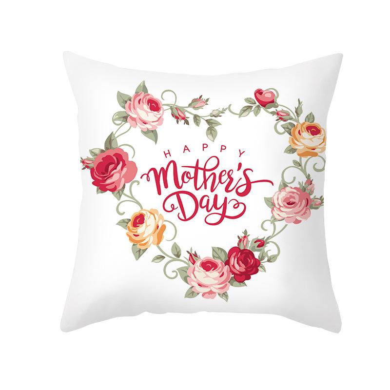 New Mother's Day Printed Pillow Cover Peach Skin Home Sofa Decoration Pillow Bedroom Cushion Pillow Cover