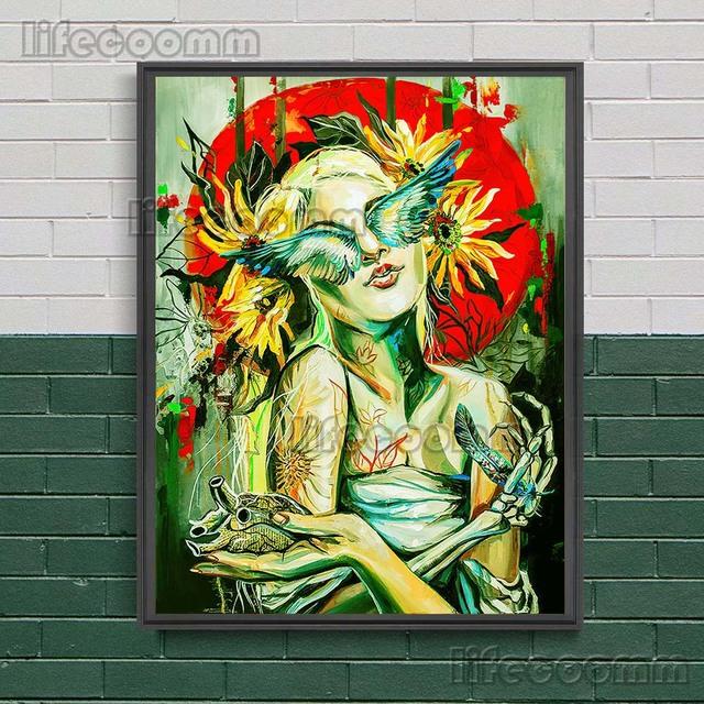 Gotycka Konstelacja Wiedźma Surrealistyczny Wydruk Sztuki Czaszki Dekoracja Ścienna Sztuka Płótno Malowanie Wystrój Domu Straszny De Wicca Plakat Wydruk Bez Ramki