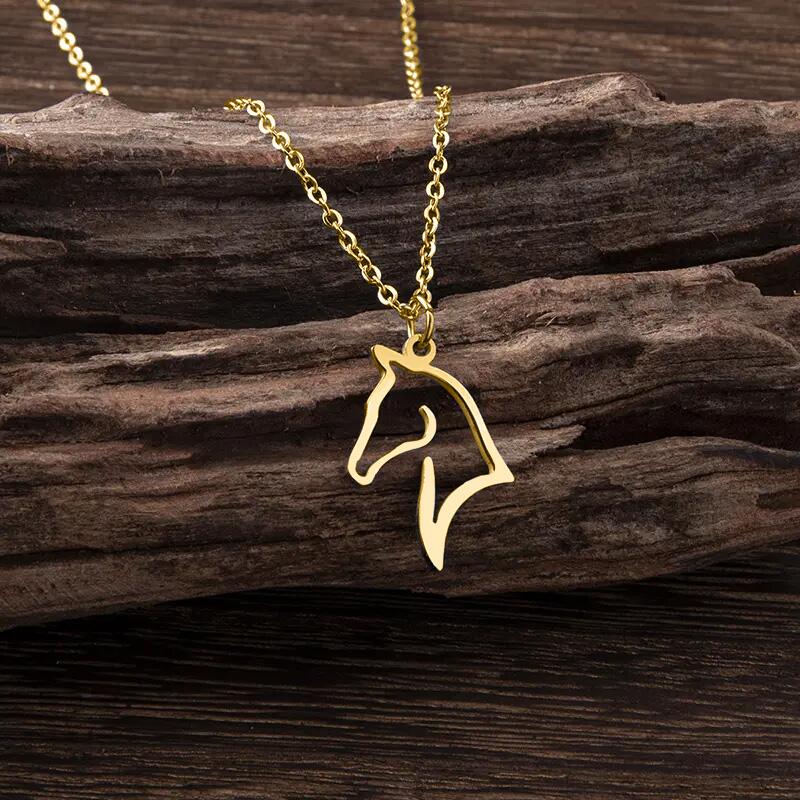 

Stainless Steel Gold Plated Horse Head Necklaces For Men Women Equestrian Jewelry Accessories