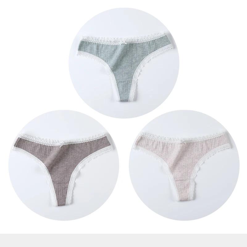 3 Pcs/Set Women Panties G-String Underwear Fashion Thong Sexy Cotton Panties Ladies G-string Soft Lingerie Solid Low Rise Panty