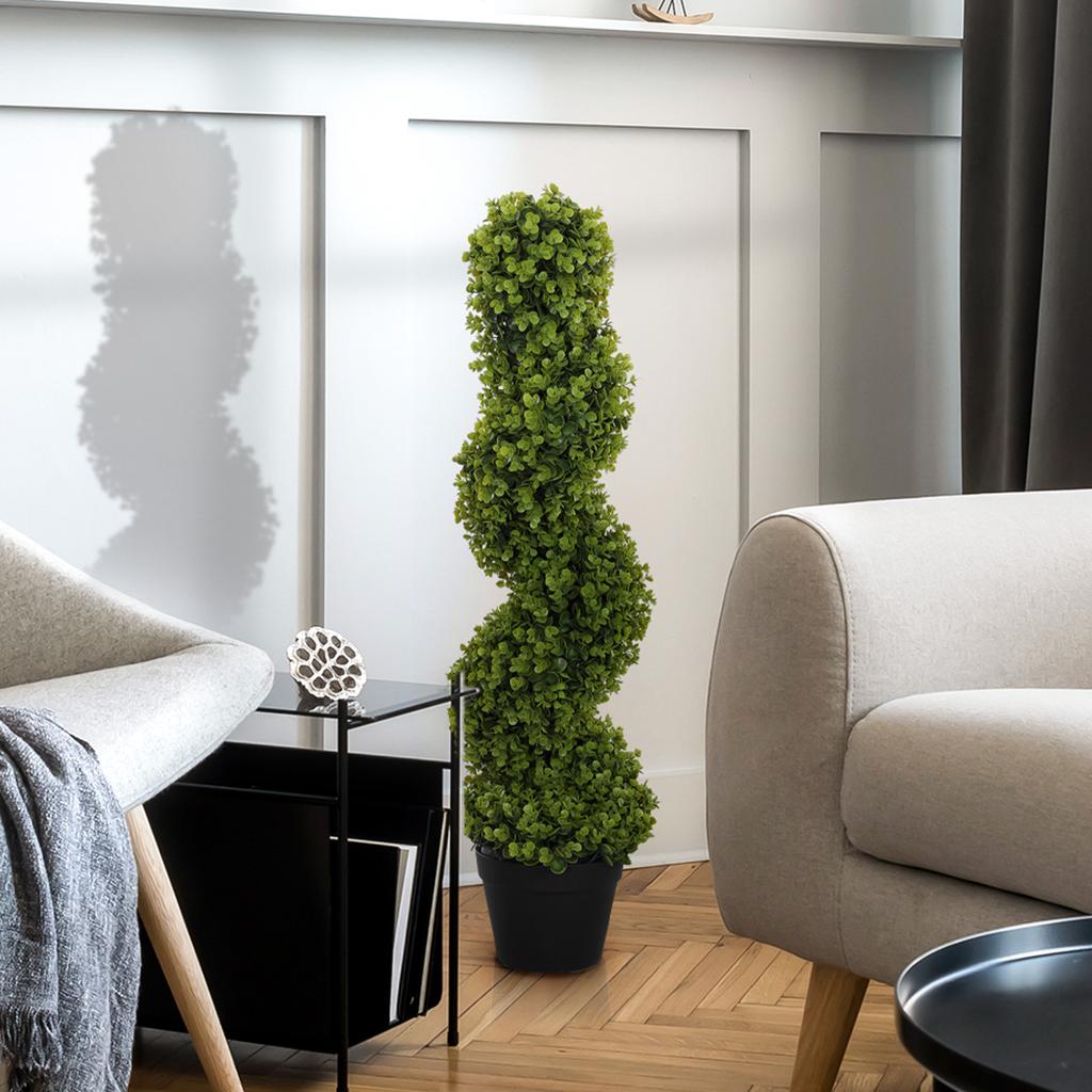 Artificial Spiral Eucalyptus Plant with Pot Included for Indoor and Outdoor, Height 90 cm, Green