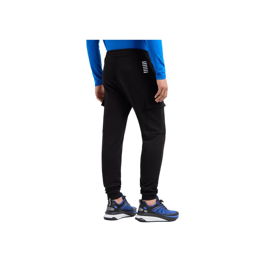 Emporio Armani EA7 FW24 Gładkie Spodnie Casualowe Męskie z Elastycznym Pasem i Ściągaczami Czarny 8NPP68-PJVTZ-1200