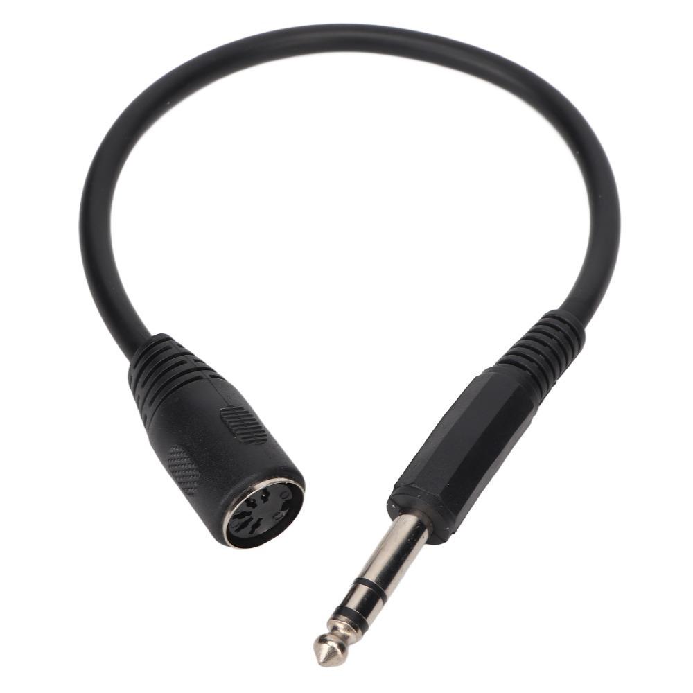 Flexible DIN 5 Pin Female to 6.35mm Male Cable Plug and Play 1.0ft Microphone Sound Adapter TRS Stereo Audio Extension Cable