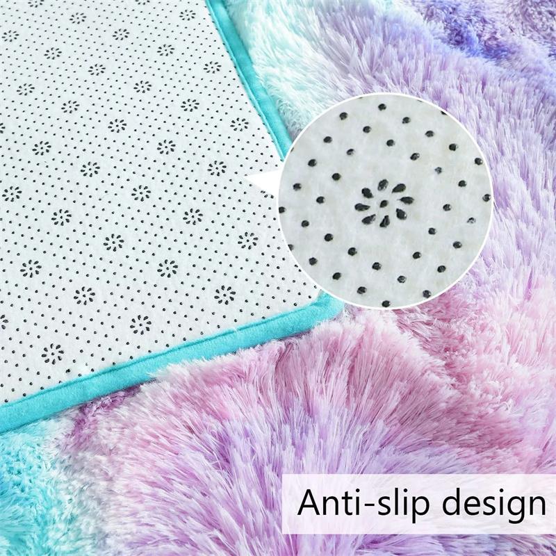 Rainbow Fluffy Carpet Shaggy Fuzzy Rugs for Bedroom Fluffy Furry Big Rug Hallway Entrance Door Mats Teen Room Decoration Carpet