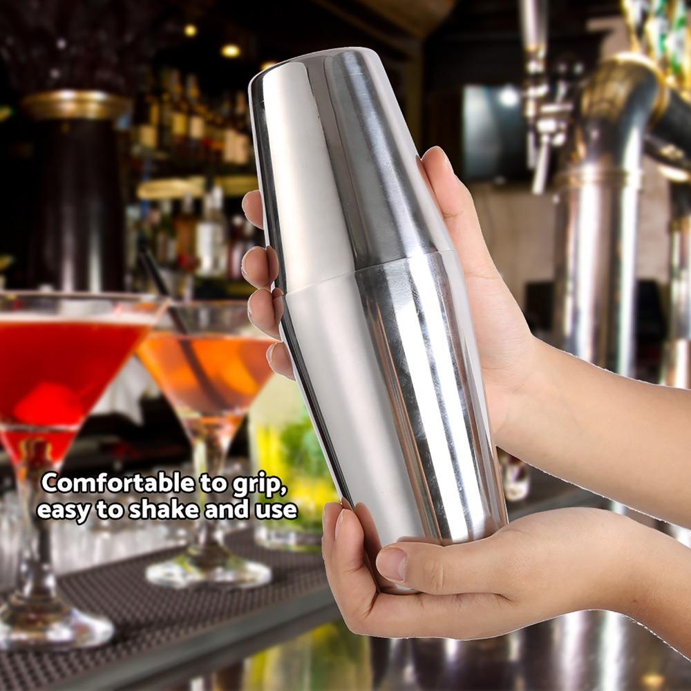 2 Piece Silver Wine Shaker Stainless Steel Drink Mixer Professional Cocktail Shaker Set Home 700/550ml