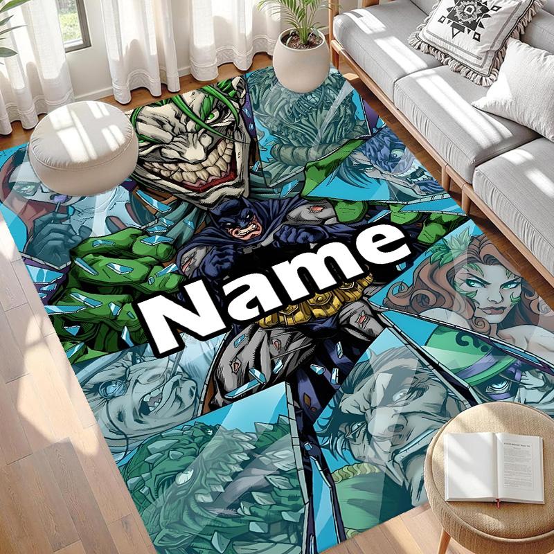 Custom Name Personalized Batman Print Carpet, Versatile Home Decor Rug, for Playroom, Apartment, Balcony, Entryway, Hallway Gift