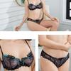 European and American Sexy Lingerie Transparent Mesh Embroidered Bra Set