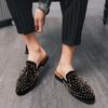 Large Size 45 46 47 Mules Half Shoes For Men Leather Backless Men Casual Shoes Semi-Drag Loafers Slippers Slip On Flats Summer