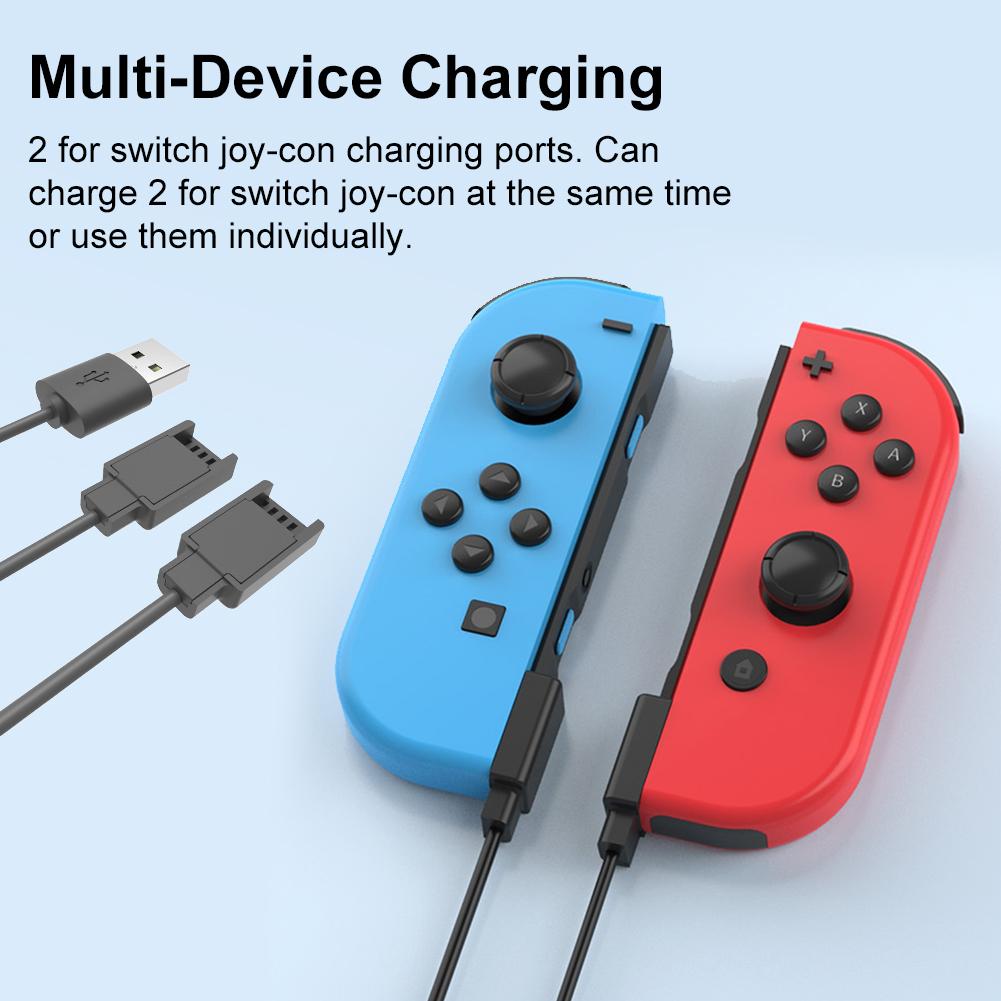 2 in 1 Portable USB Charging Cable for Joycon Controller Charger Cable 2.5M Travel Charging Cord for Switch Controller Charger