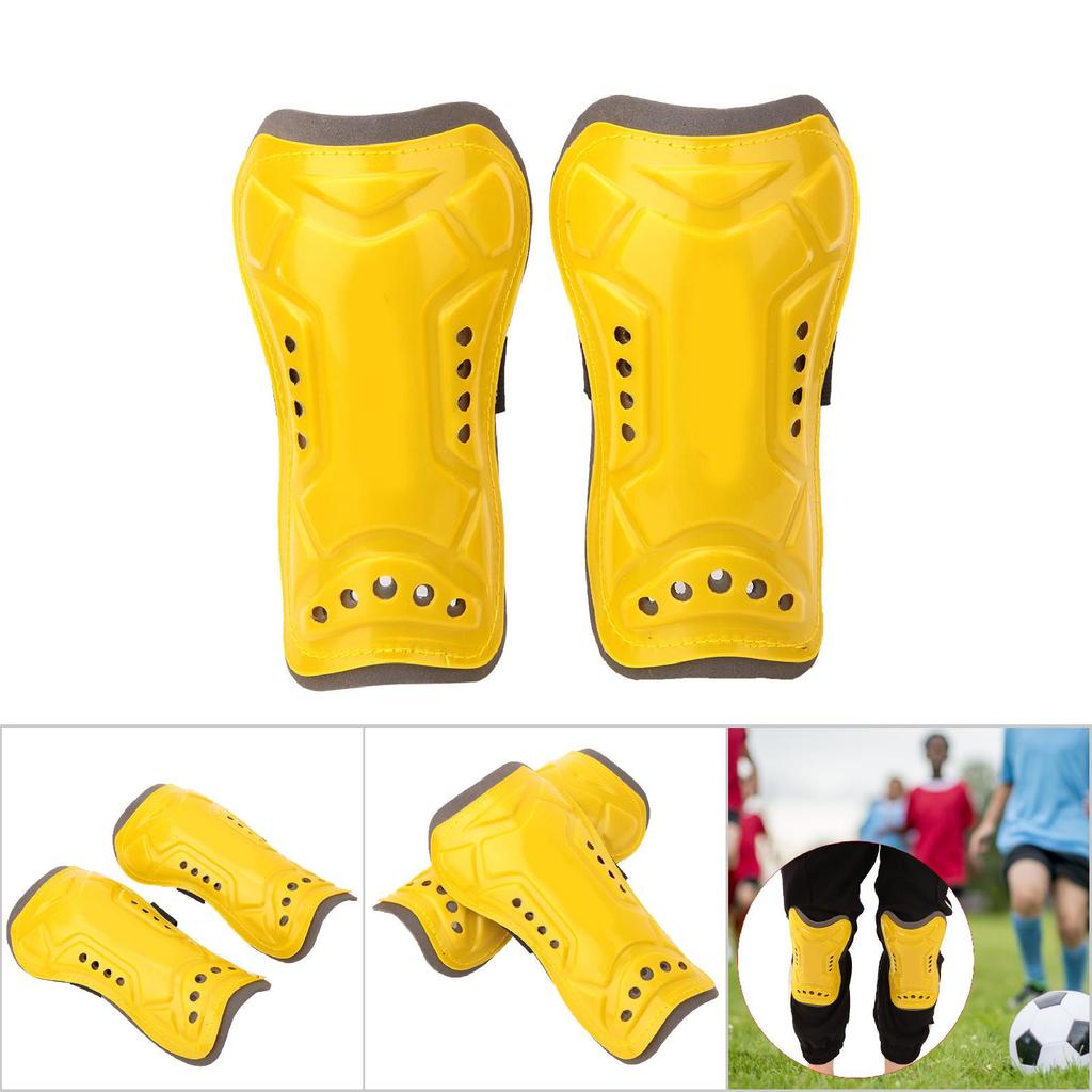 1 Pair Soccer Shin Guards Children Football Training Protection Pads with Buckle Strap(yellow)