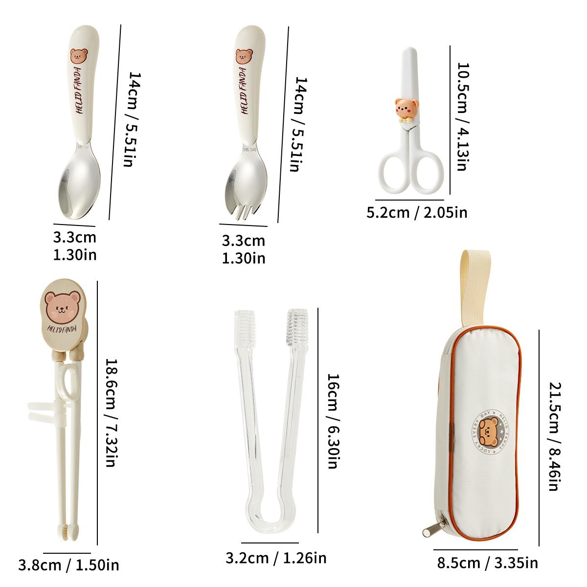 

Набор столовых приборов для дополнительного питания из нержавеющей стали 316 с сумкой, переносной ложкой, вилкой, палочками для еды, зажимом для еды, ножницами