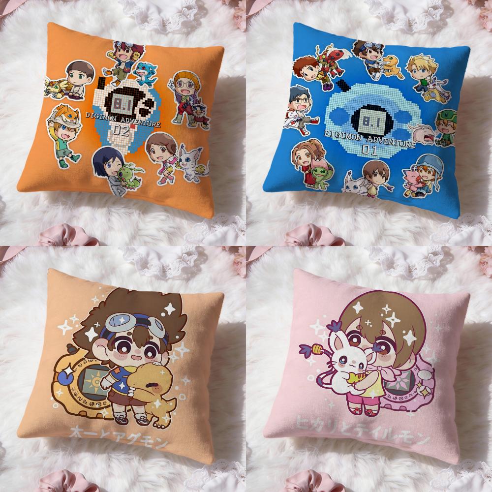 Cute D-Digimon Adventure Cushion Cover Premium Comfort Reversible Pillow Cove -Two in One Design for Any Room & Car Interior