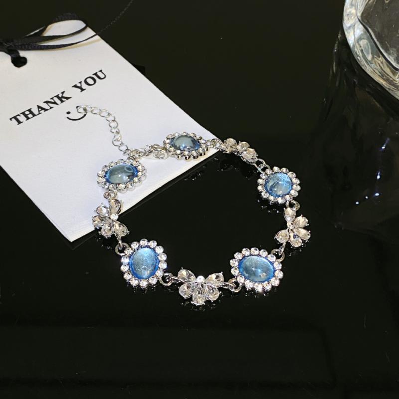 

Новый роскошный изысканный морской синий циркон с бабочкой и цветком, геометрический браслет-джокер, женские украшения