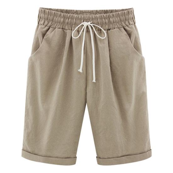 Pantaloncini estivi da donna con coulisse Vita elastica Lunghezza al ginocchio Gamba larga Tasche laterali larghe Pantaloni corti da donna casual in puro colore taglie forti