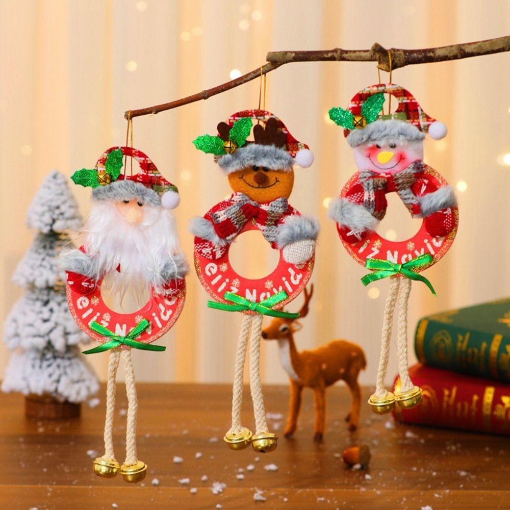 

3pcs Plush Christmas Snowman Bells Pendant New Year Festival Gifts