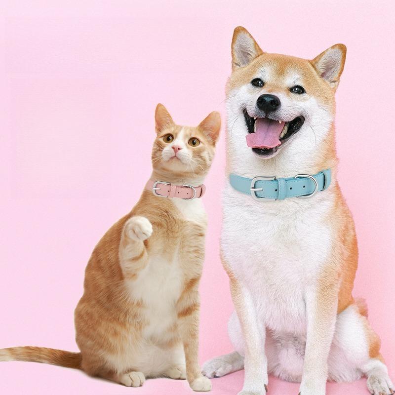 Soft PU Microfiber Dog Collar Adjustable Metal Buckle Comfort Wear‑Resistant Pet Collar For Small Medium Large Dogs Daily Walking