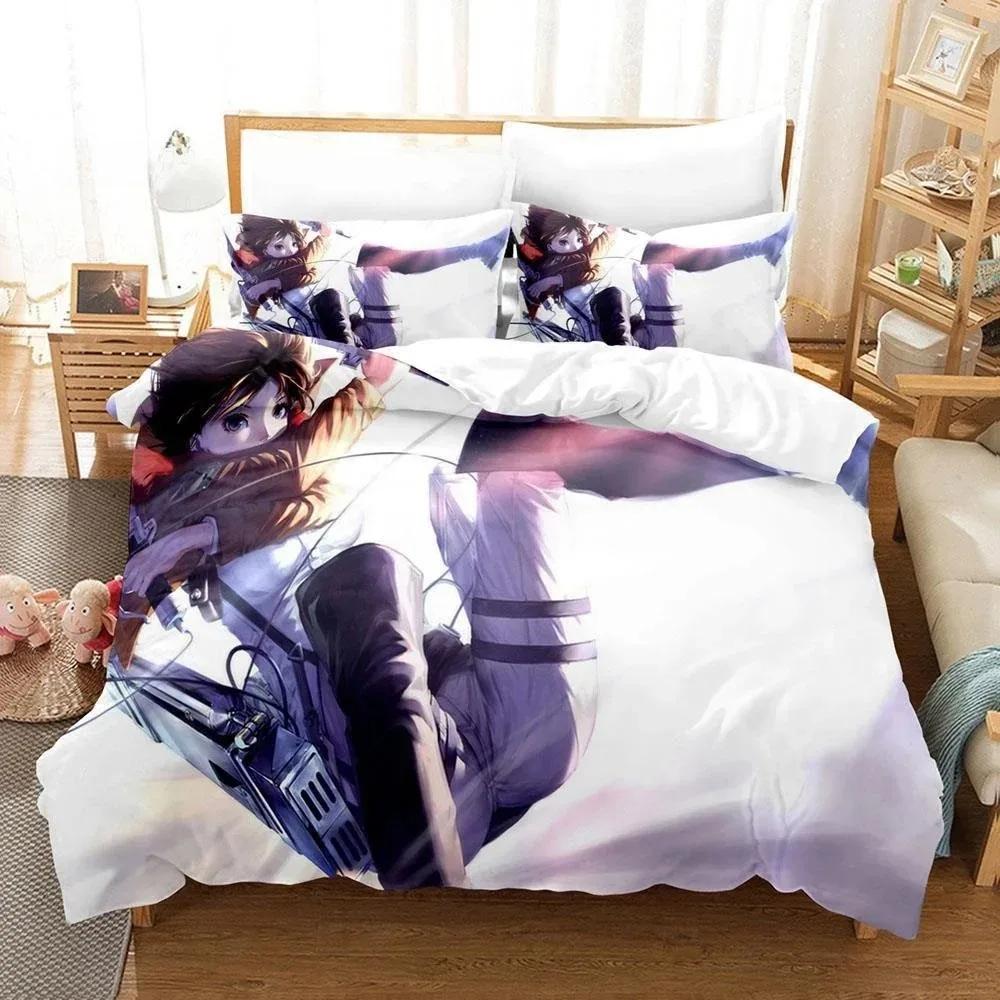 3D Print Anime Bed Sheet Attack On Titan Bedding Set Single Twin Full Queen King Size Bed Set Adult Kid Bedroom Duvetcover Sets