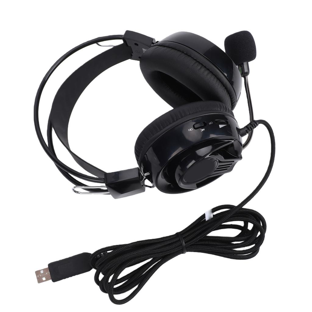 Headset with Microphone 120 degrees Rotatable USB Headphones Comfortable for Online Classes Language Exams Music