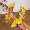 Fashion Luxury Pearl Bead Straps Pumps Women Sexy Pointed Toe Pumps Women Suede Big Bowknot Thin High Heels Shoes Woman 2025 Summer