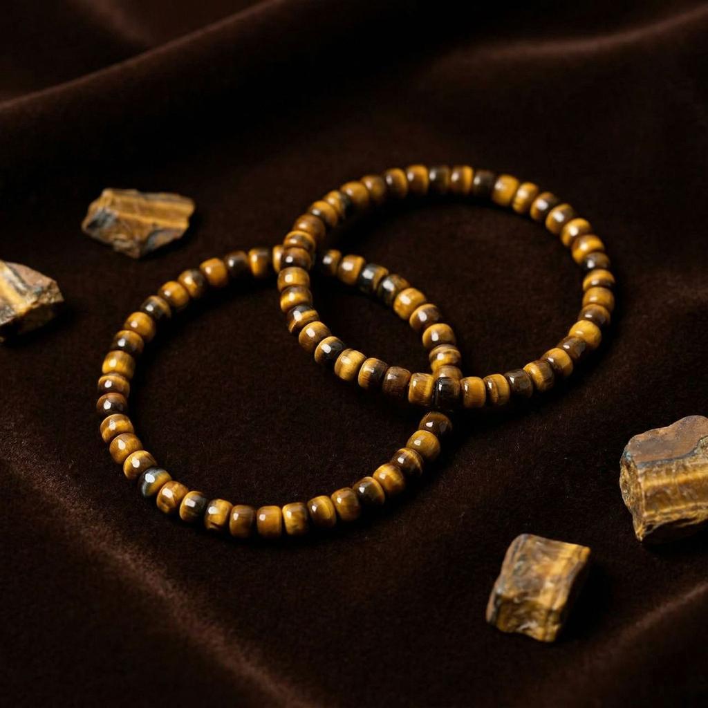 Natural yellow tiger eye stone straight-cut disc bead bracelet Men's and women's yellow tiger eye stone crystal bracelet jewelry