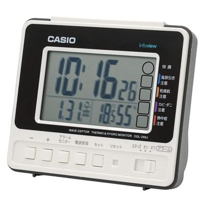 Alarm Clock, Radio-Controlled, Table Clock, White, Digital, Snooze, Light, DQL-250J-7JF