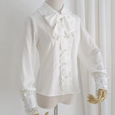 Damen Langarm Schleife Sweet Lolita Stil Blusen