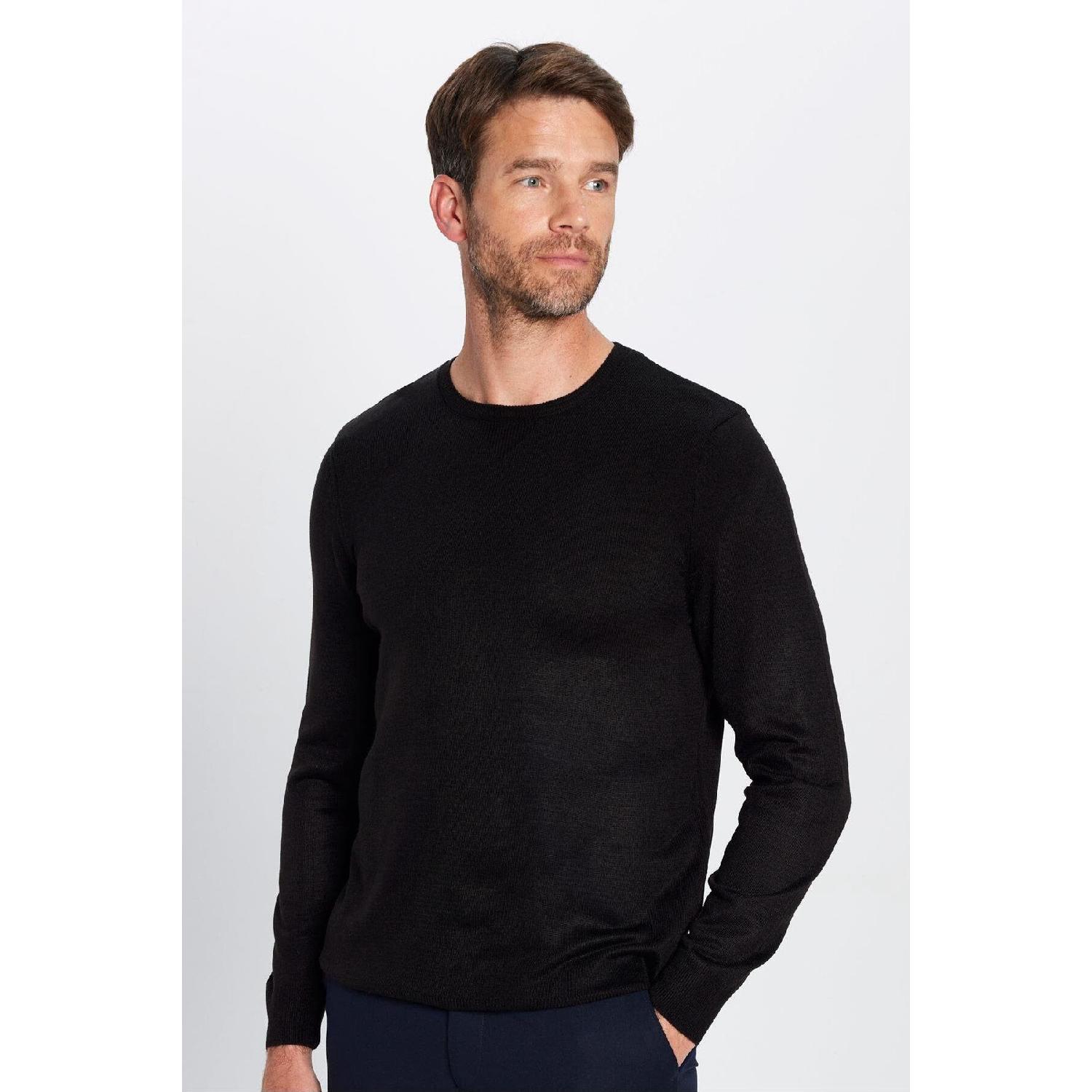 

Men s Slim Fit Narrow Cut Soft Textured Black Crew Neck Knitwear Sweater S чёрный