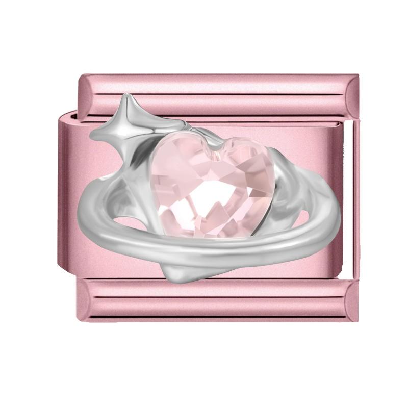 Fashion Pink Dreamy Crystal Butterfly Bow Heart Star Shell Star Charm Fit 9mm Stainless Steel Bracelet Women DIY Making Jewelry