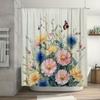 Watercolor Vibrant Wildflowers Shower Curtain , Durable Polyester, Easy Clean, for Bathroom/Bathtub/Window Decor