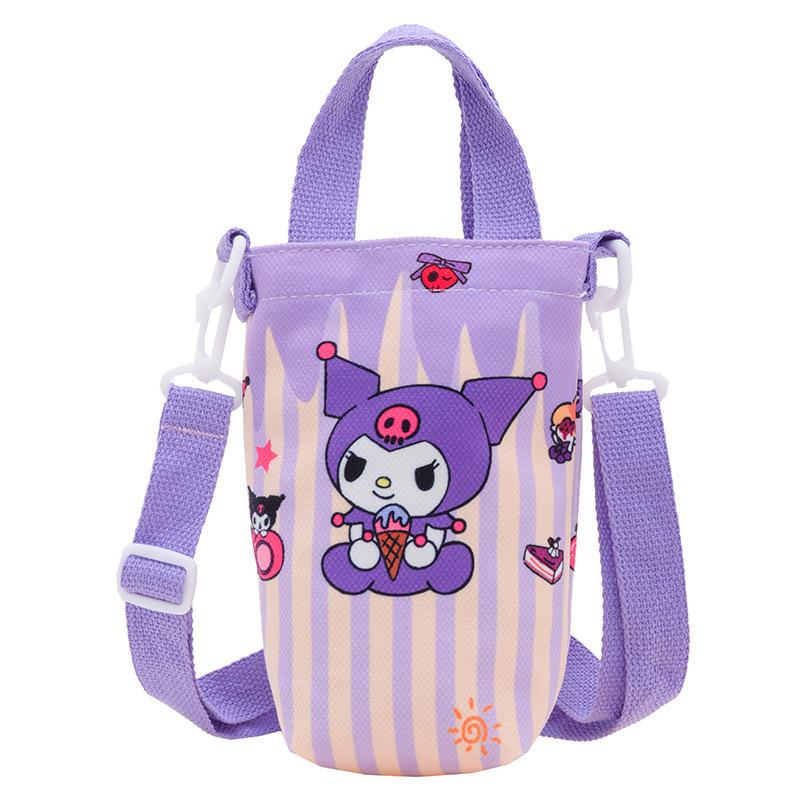 Fashion new children's bag cute girl large capacity water cup canvas bag baby shoulder messenger bag