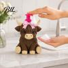 Pink Bow Cattle Soap Dispenser Highland Cow Dispenser, Refillable Hand Animal Bottle, Plastic Empty Pump Bottle for Bathroom, Housewarming Gift