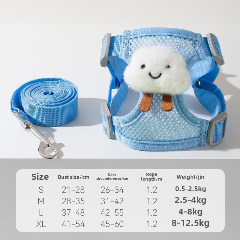 Summer Grid Breathable Leash Dog Chest Strap Vest Type Anti-bite Dog Chain Rope Dog Rope Pet Chest Back