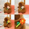 Plush Capybara Toy With Soft Pp Cotton Filling And Flower Design For Kids Birthday Gift