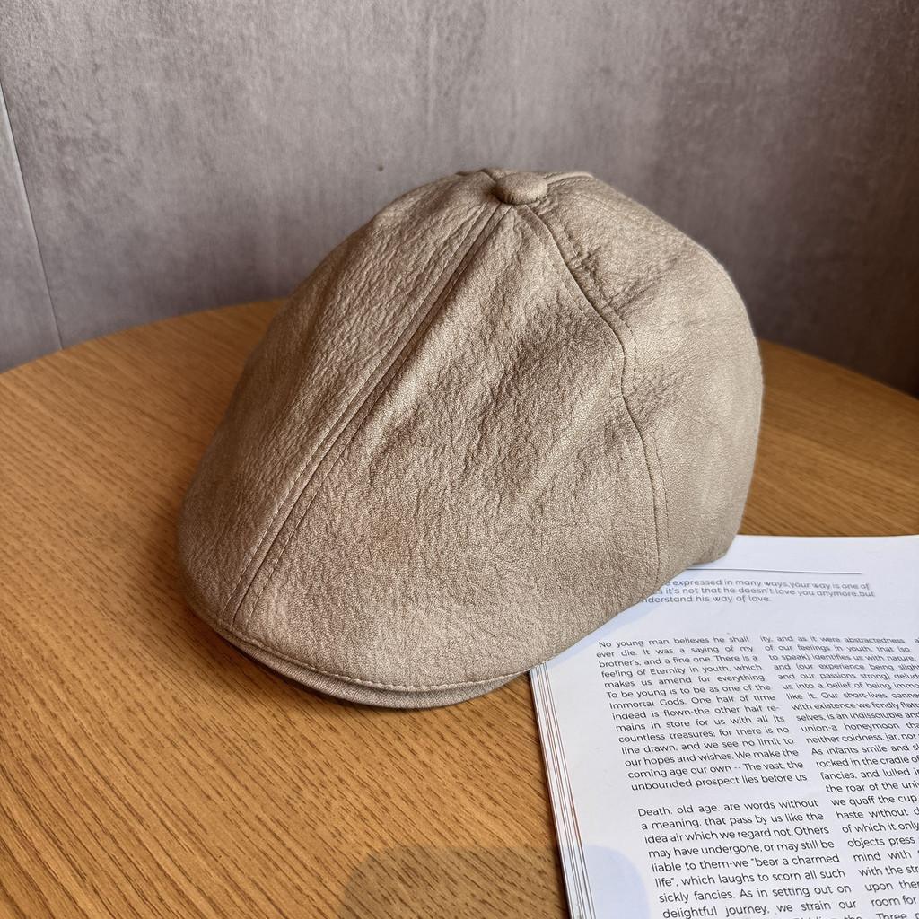 Color Solid Fashion Retro Leather Cap Women Autumn Spring Protection Sunlight