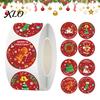 Christmas Gift Tag Stickers Roll Stickers, 8 Festive Patterns Print, Round Holiday Envelope Packaging Seals Seals, Decorative Coated Paper for